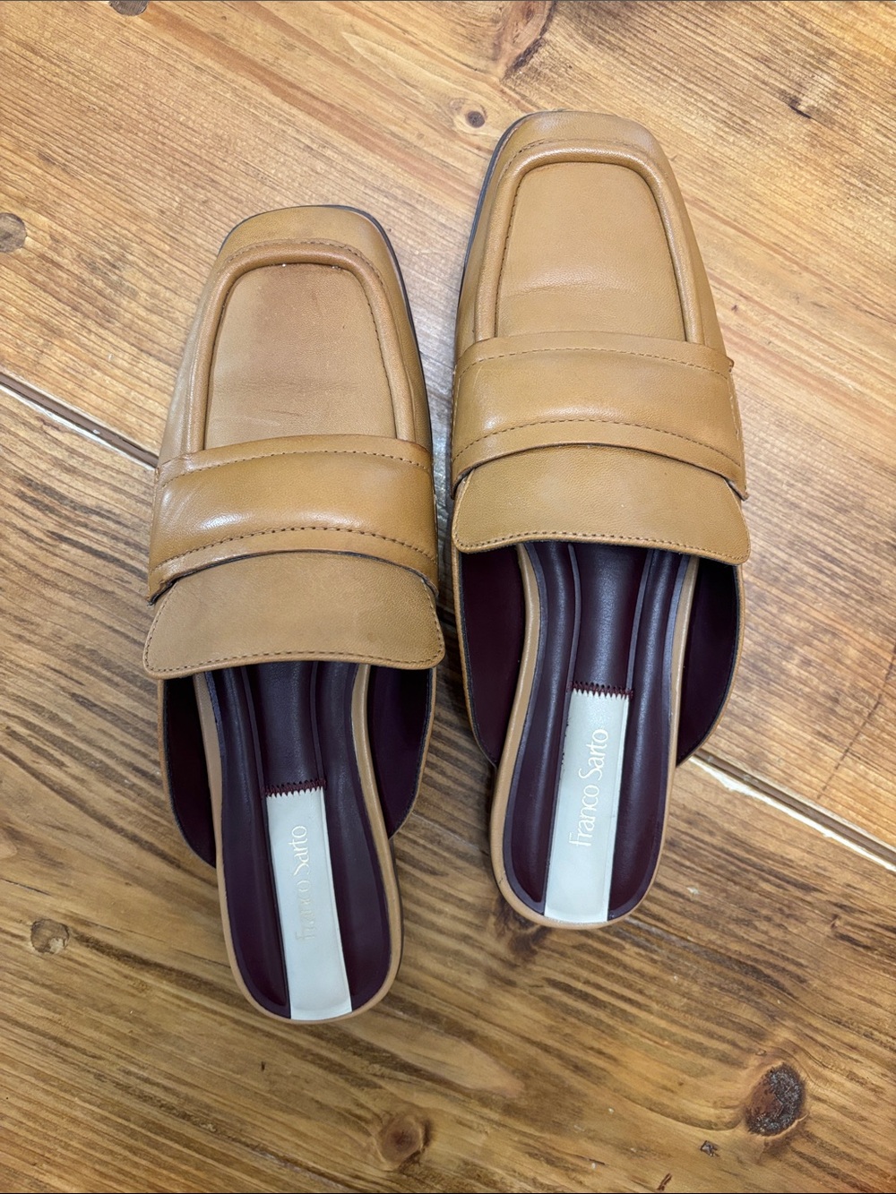 Franco Sarto Women’s Tan Leather Slip-On Loafers